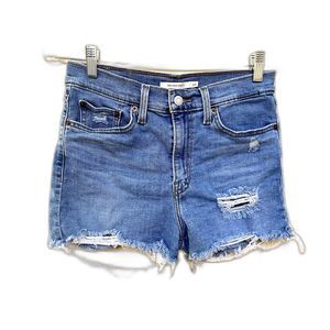 Vintage Levis Women's Distressed Jean Denim Shorts, Medium Light Blue, Size 28